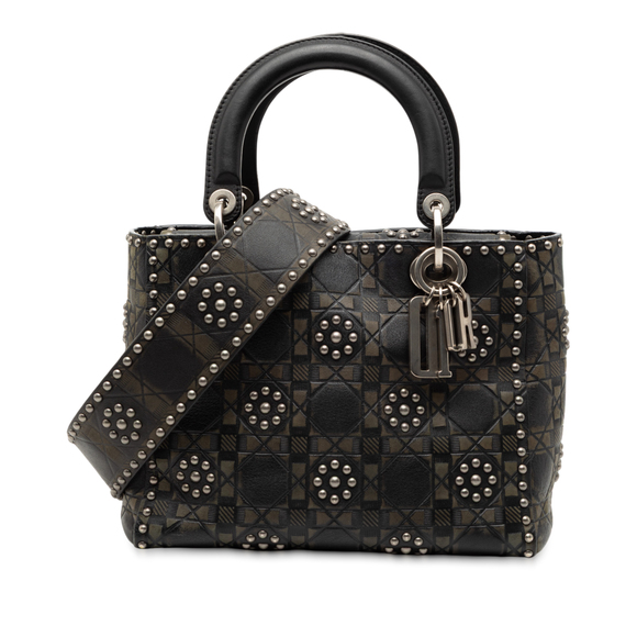 Dior Handbags - Pre-Loved Dior Medium Calfskin Cannage Embossed Flower Studded Supple Lady Dior